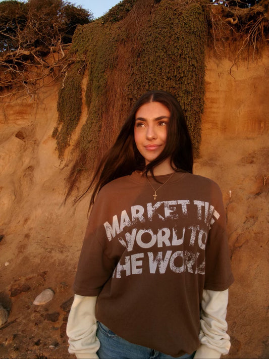 Market the Word "BROWN Double layered Tee"