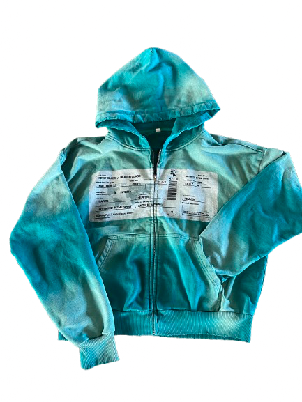 LIGHT GREEN “ FIRST CLASS HOODIE” ZIP UP