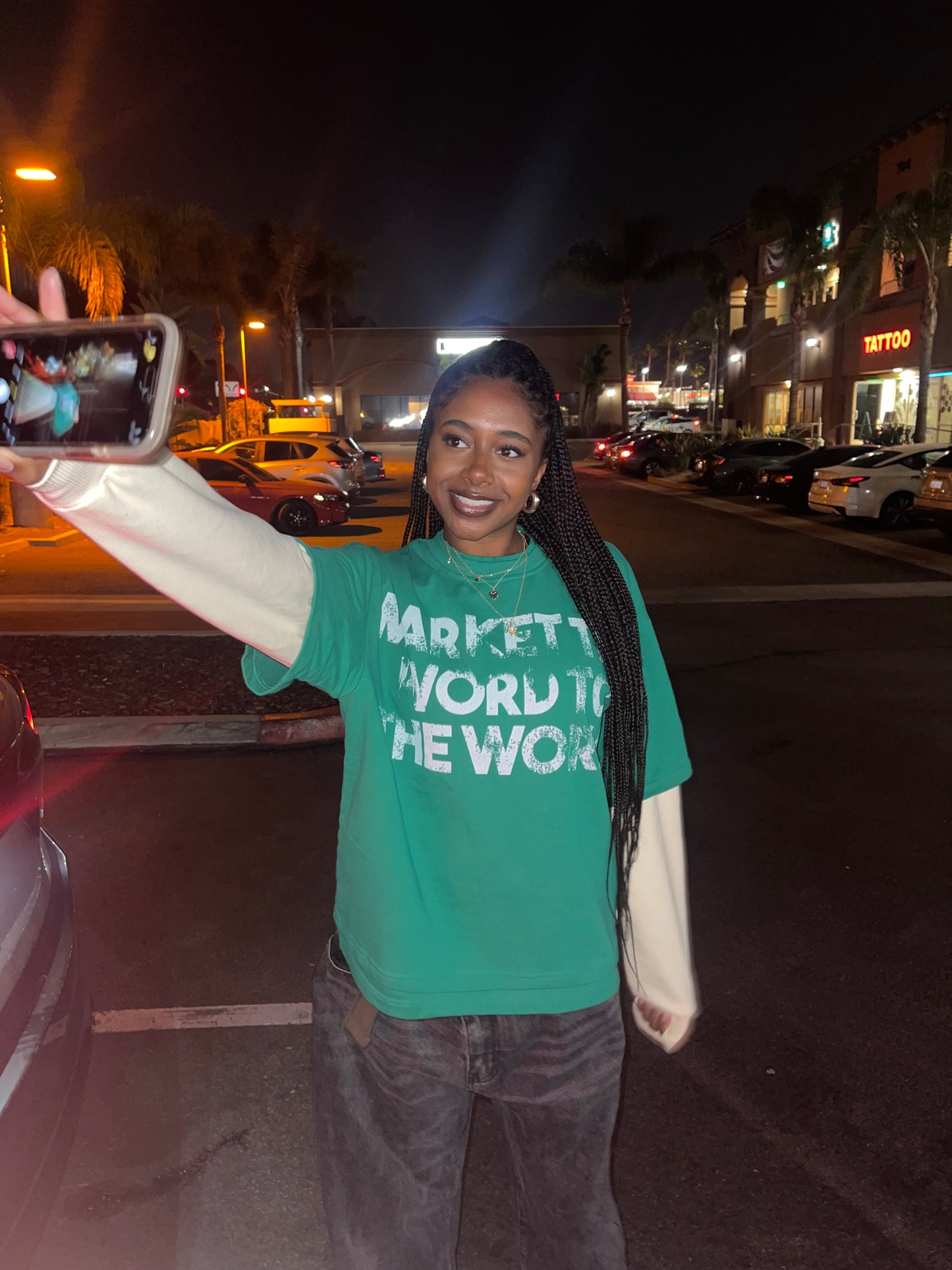 Market the Word "Double layered Tee"